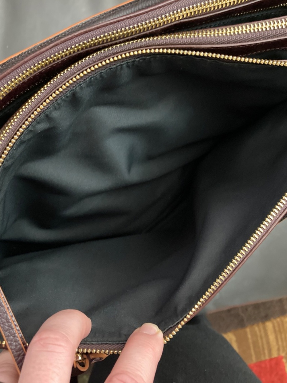 Coach Burgundy and Tan Leather Crossbody Satchel - Picture 11 of 14